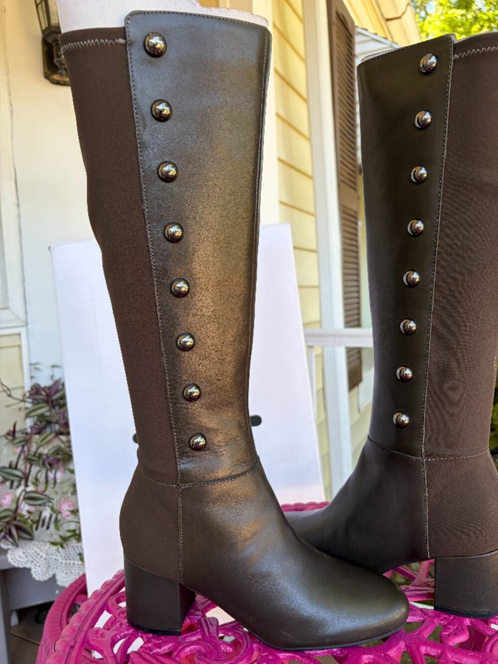 Isaac-Mizrahi Leather Studded Boots